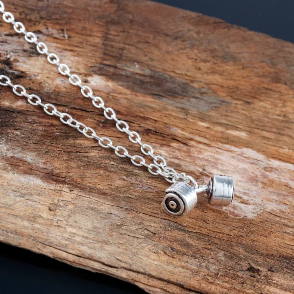 Dumbbell Pendant Necklace sterling silver jewellery |Layering Necklace |Gift for Gym Lover
