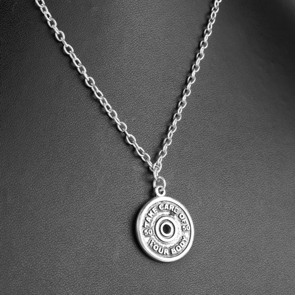 Sterling silver Pendants Necklace | Take care of Body slogan | Gym lovers fitness Jewellery