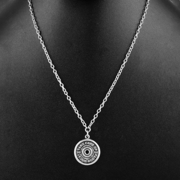 Sterling silver Pendants Necklace | Take care of Body slogan | Gym lovers fitness Jewellery
