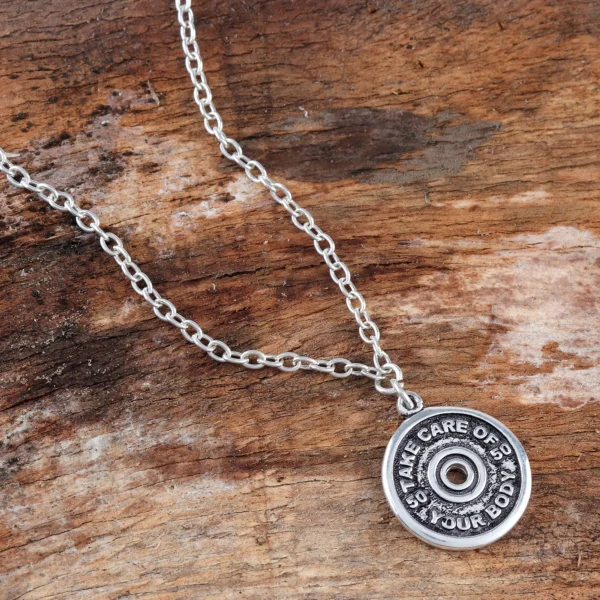Sterling silver Pendants Necklace | Take care of Body slogan | Gym lovers fitness Jewellery