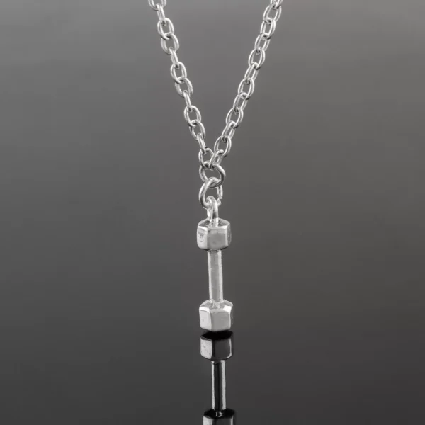Sterling Silver Dumbbell Pendant Necklace for Fitness Enthusiasts -Gifts for Unisex Gym Lover Weightlifting Wear