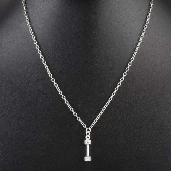 Sterling Silver Dumbbell Pendant Necklace for Fitness Enthusiasts -Gifts for Unisex Gym Lover Weightlifting Wear