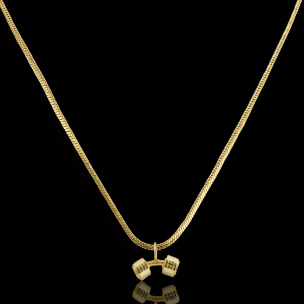 gold plating finish dumbell fitness pendant jewellery