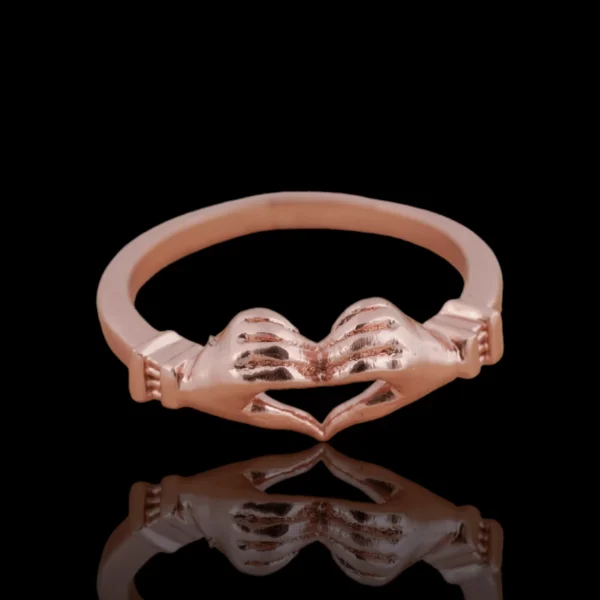 Artistic Sculpted Hands Heart Ring in Sterling Silver Friendship Love Hug Ring