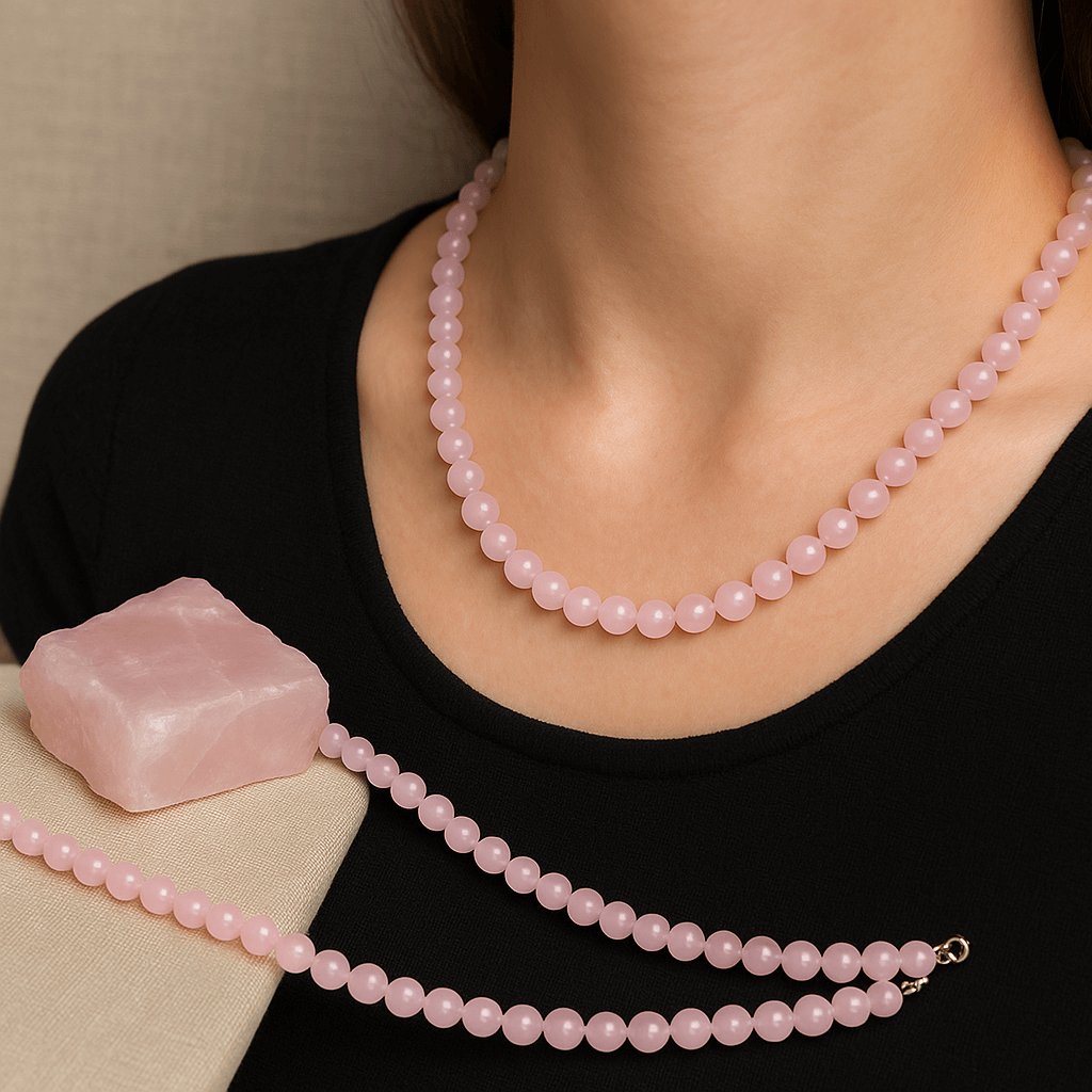 Rose Quartz Gemstone Beaded Necklace