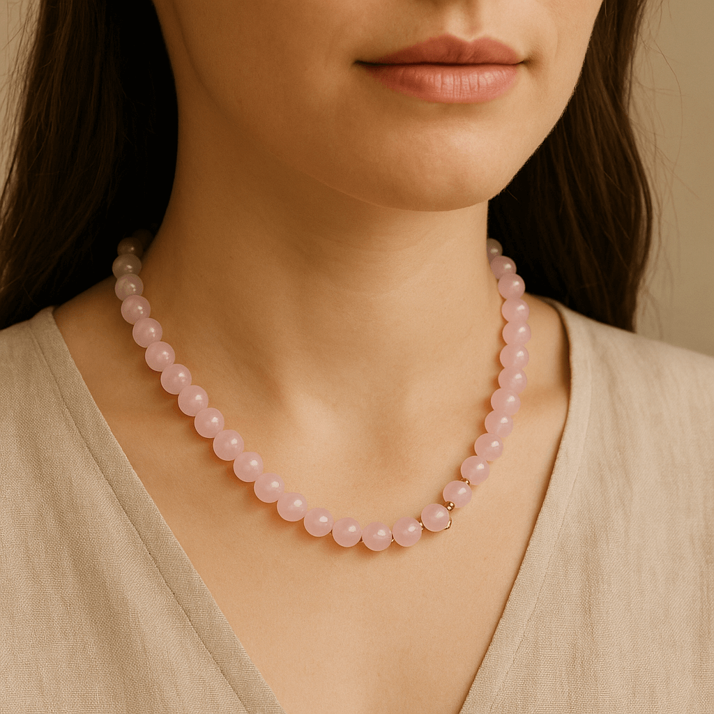 Rose Quartz Gemstone Beaded Necklace