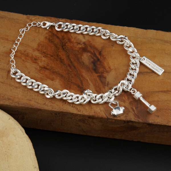 gold dumbbell fitness charm bracelet