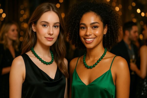 Malachite Gemstone Crystal Necklace –  8 mm beads size 14 inch Length