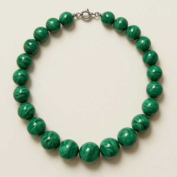 Malachite Gemstone Crystal Necklace –  8 mm beads size 14 inch Length