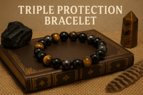 Triple Protection crystal Bracelet Tiger Eye Black obsidian hematite