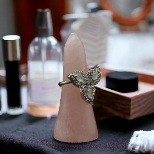 Rose Quartz Handcrafted Crystal Cone Stand for Rings & Accessories