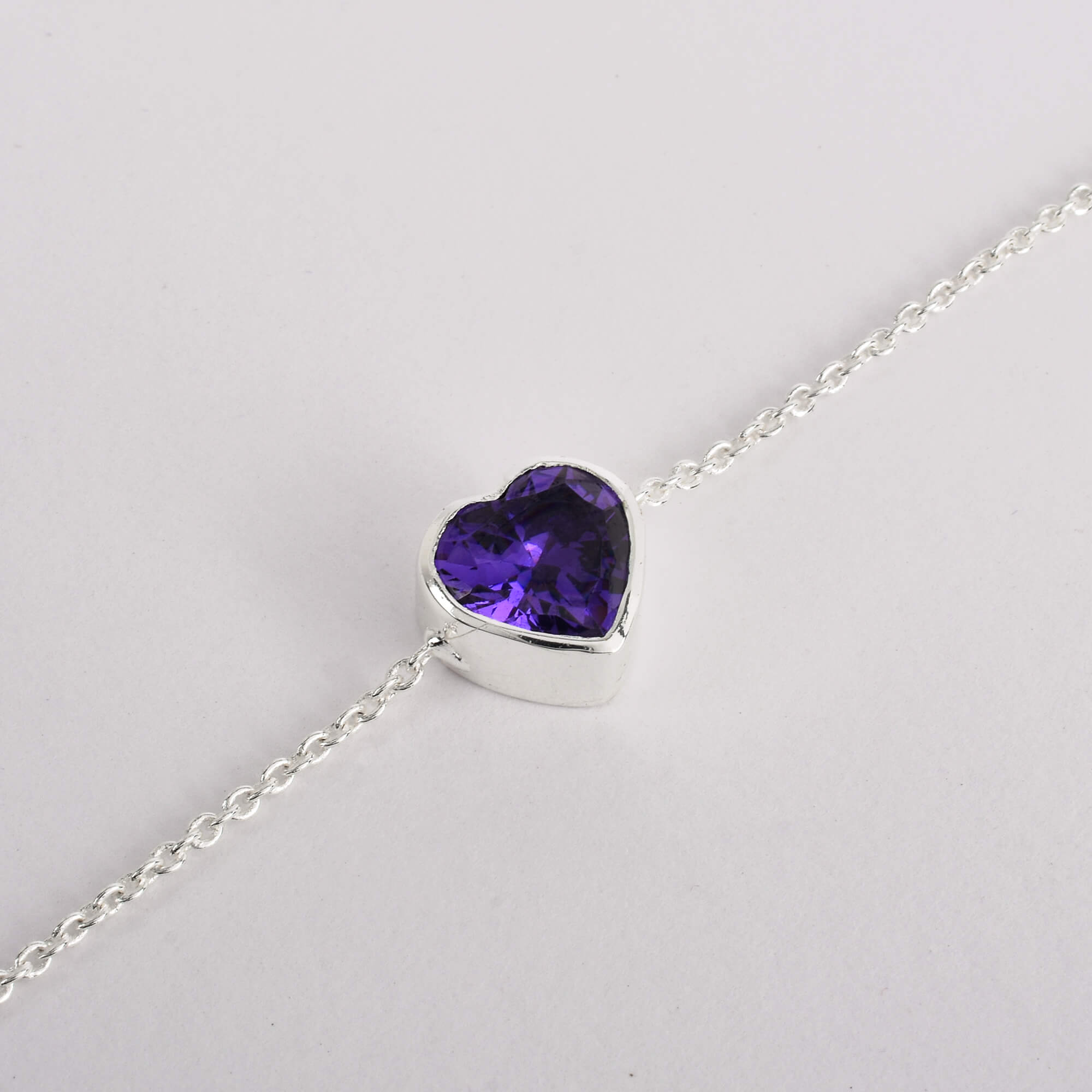 Amethyst stone heart shape silver plating Bracelets