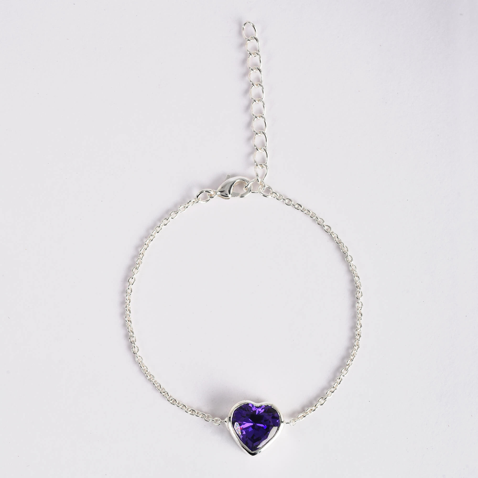 Amethyst stone heart shape silver plating Bracelets