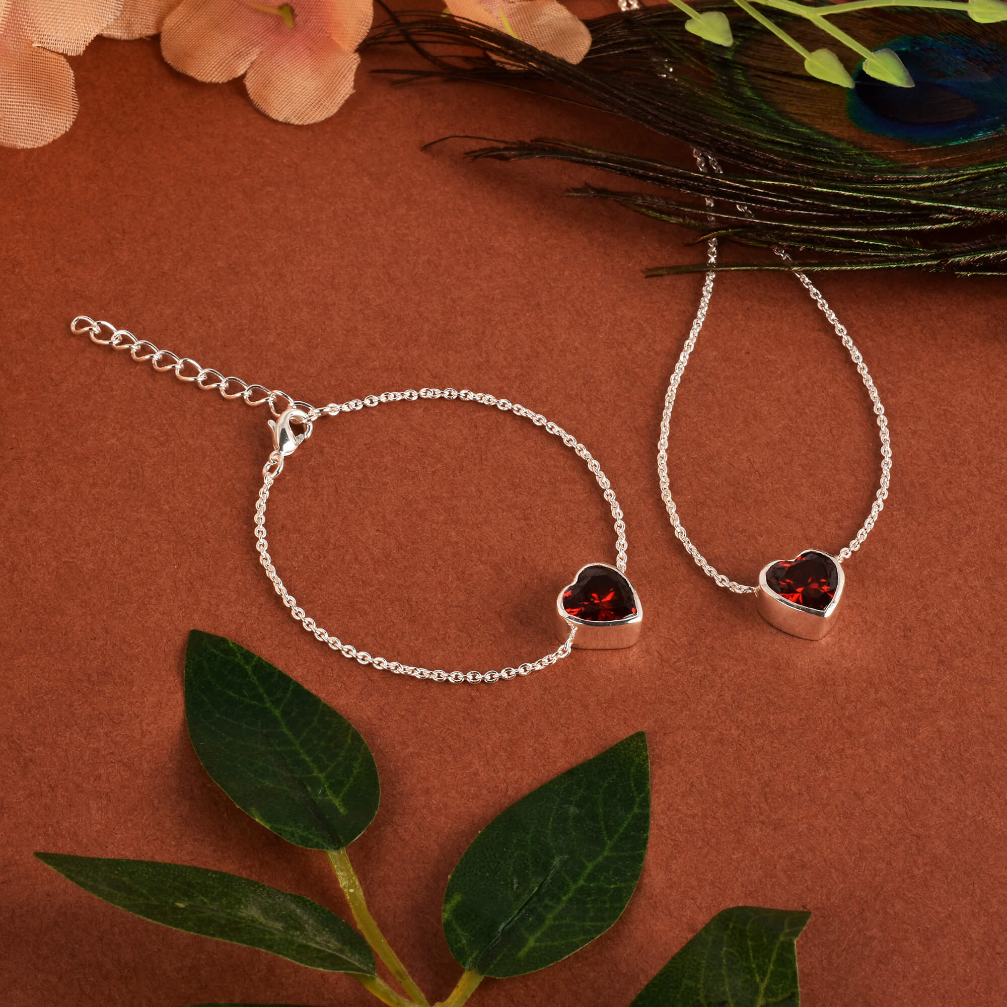 Red-Garnet-Heart-Jewelry-set-necklace-bracelets