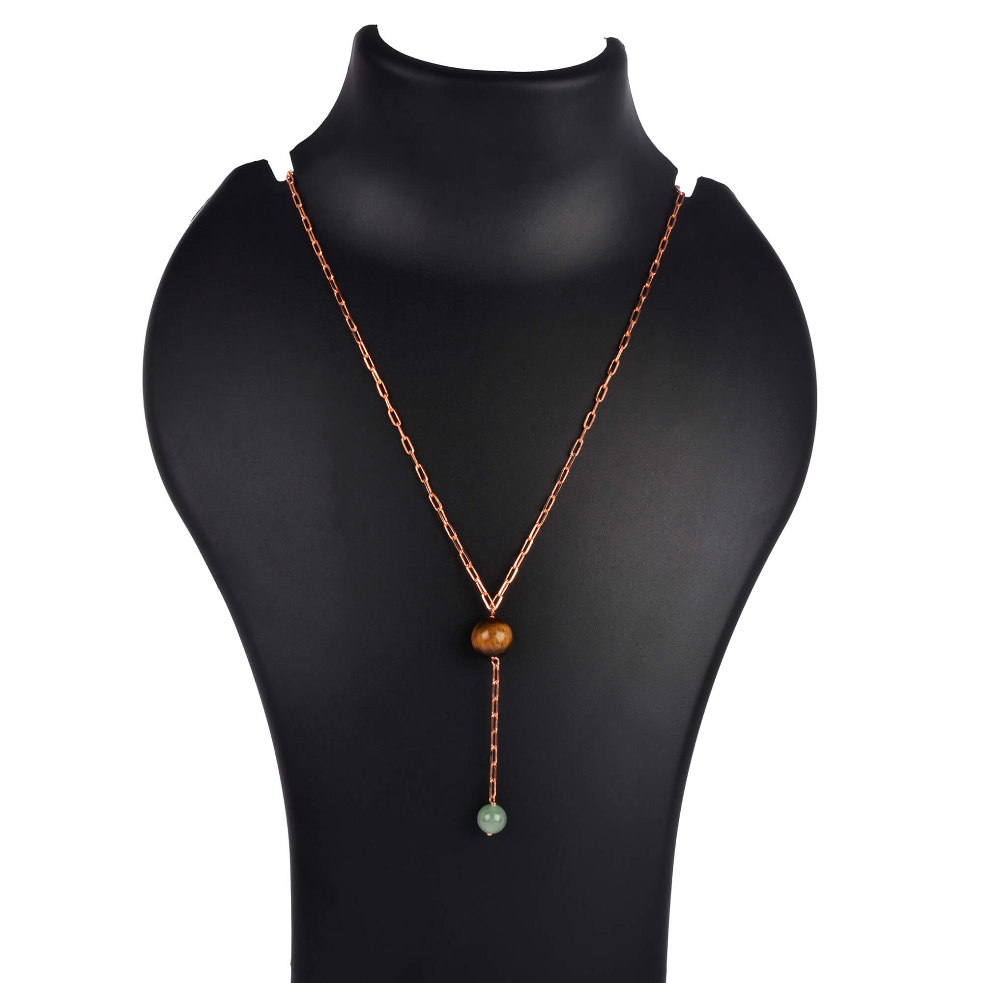 minimalist Drop layering necklace-Tiger eye beads & Green aventurine stone necklace