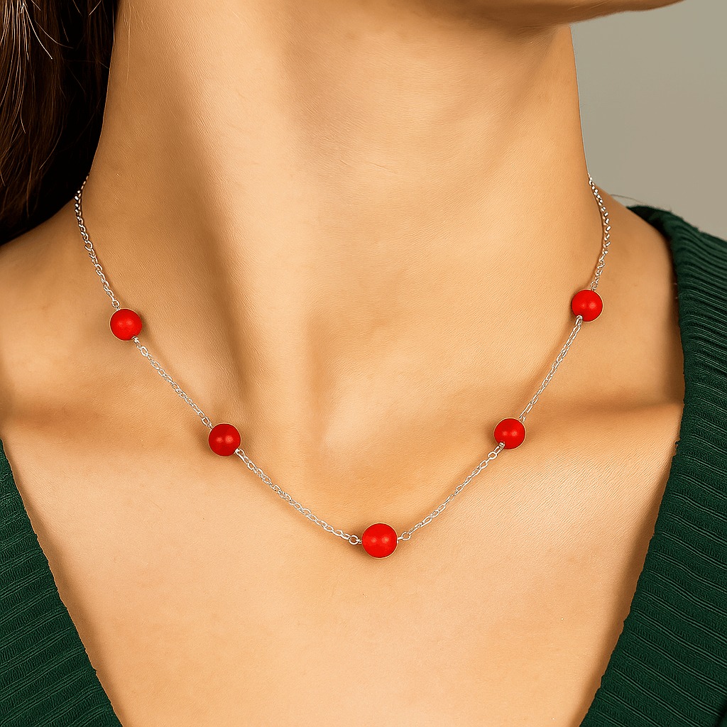 Red Coral Beaded Necklace