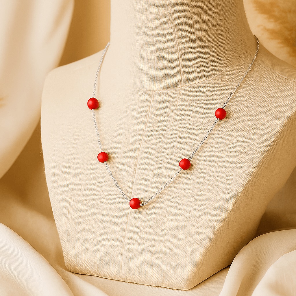 Red Coral Beaded Necklace