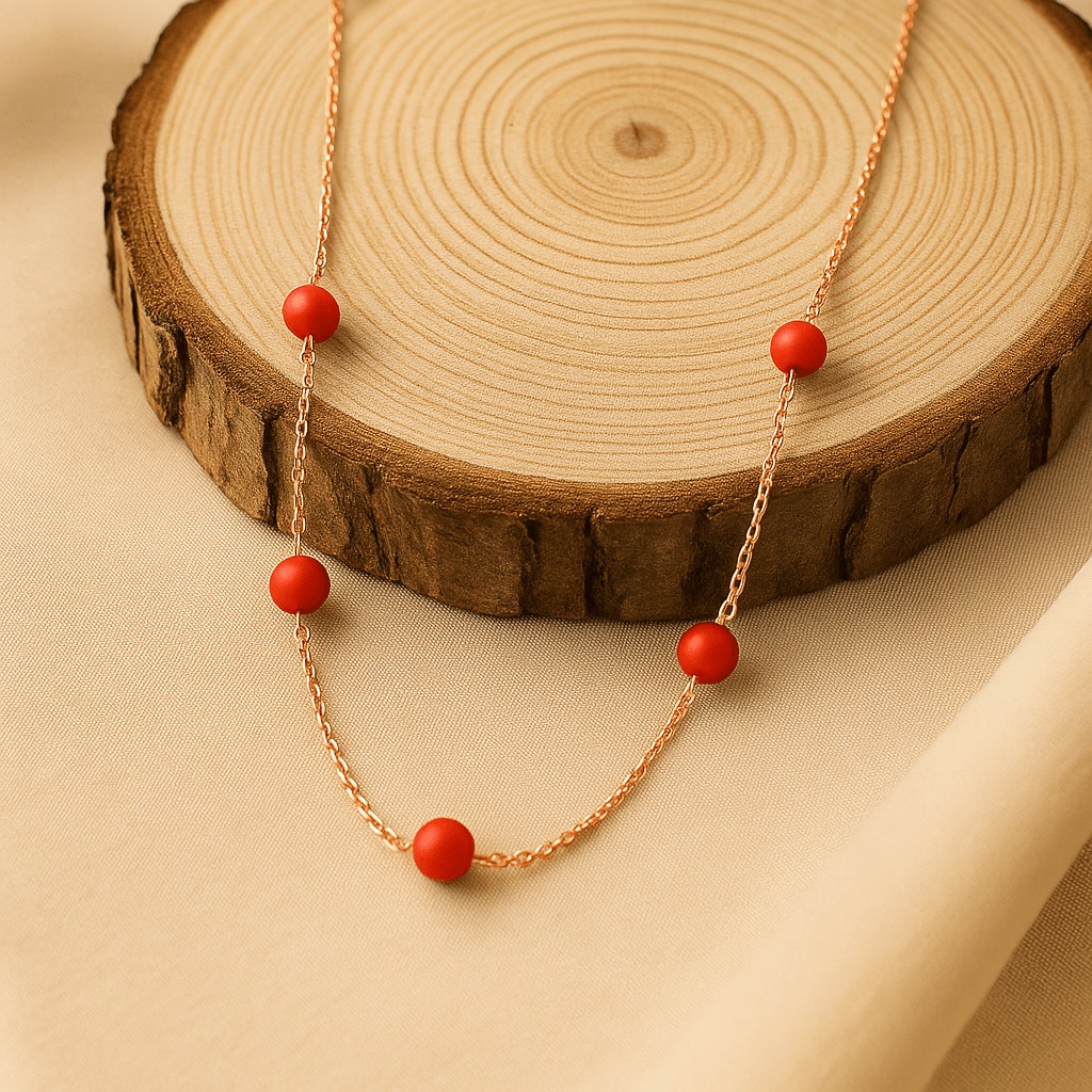 Red Coral Beaded Necklace